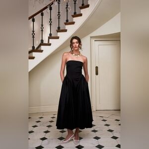 Delfi Collective Iman Strapless Midi Cocktail Dress In Black Size Large